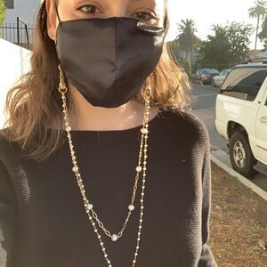 Queen of Pearls - Handmade Double Layer Pearl & Gold Wire-Wrapped Mask Chain